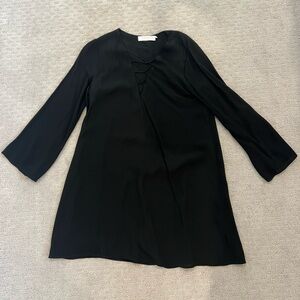 Astr Black Lace-Up Front Dress
